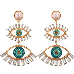 Anthropologie Protection Evil Eyes Drop Earrings